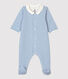 Baby-Strampler aus Bio-Baumwolle mit Kragen und blauem Streifenmuster