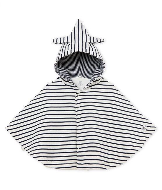 Klassisches baby-cape unisex weiss MARSHMALLOW/blau SMOKING