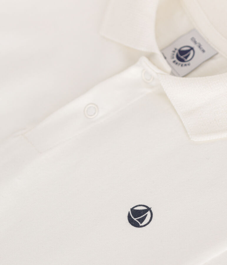 Kurz&auml;rmeliges Baby-Poloshirt aus Baumwolle weiss