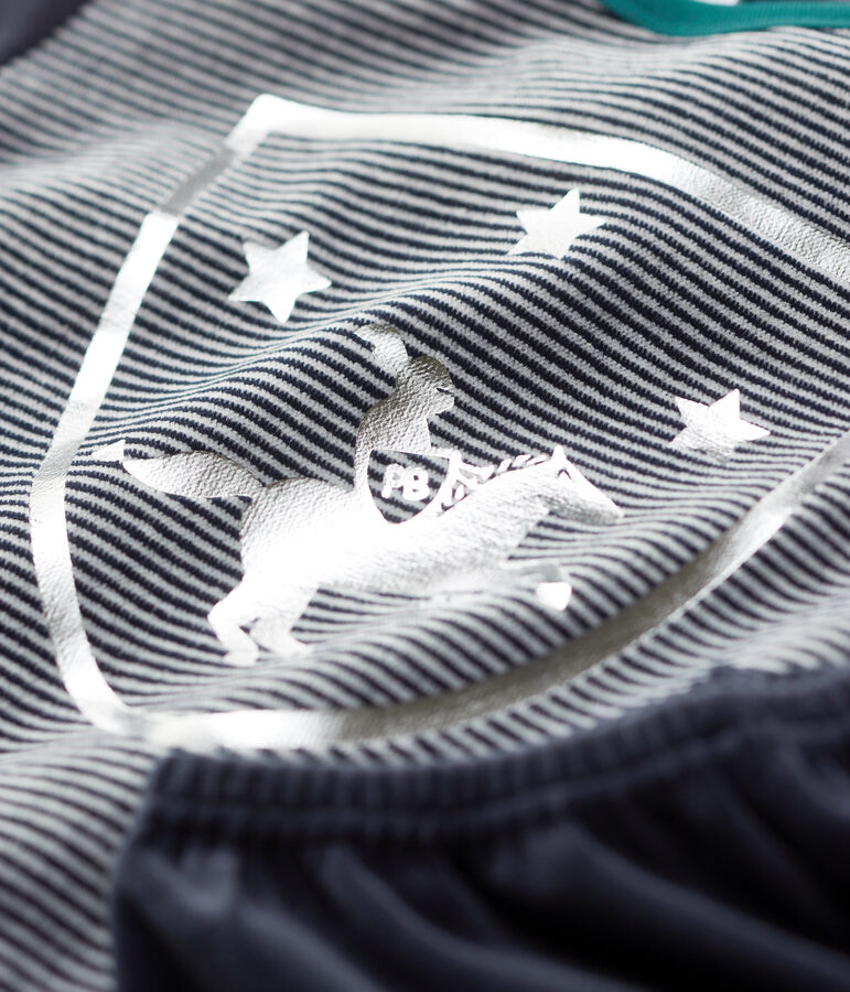 Kinderpyjama aus Nicki f&uuml;r Jungen blau/vielfarbig