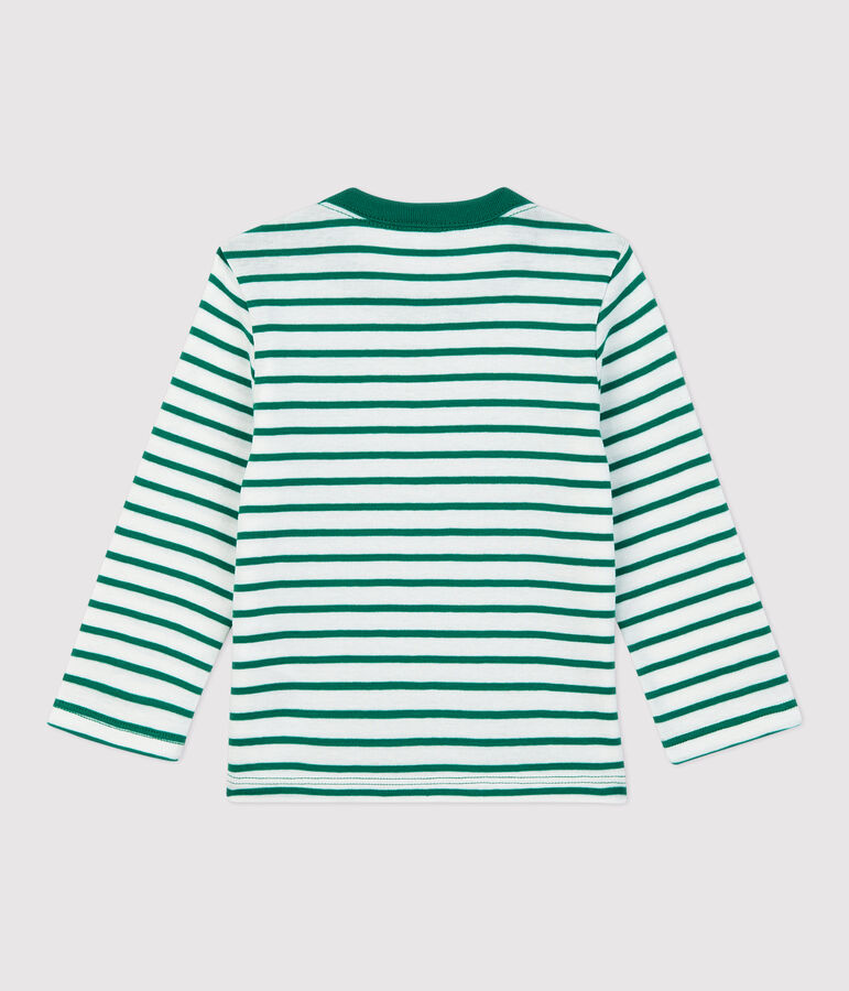 Baby-T-Shirt aus Baumwolle mit Streifenmuster weiss/gr&uuml;n