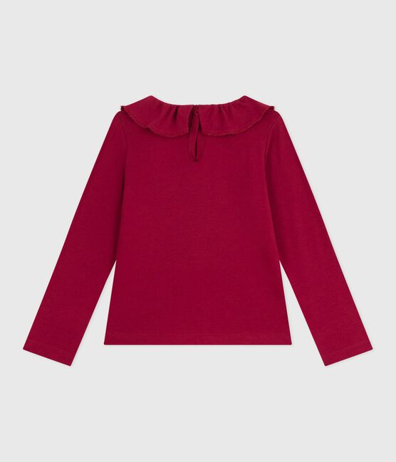 Langärmeliges Kinder-T-Shirt aus einfarbiger Baumwolle AMARANTE