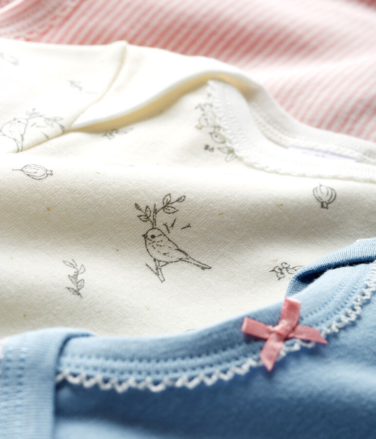 Trio kurz&auml;rmelige Baby-Bodys f&uuml;r M&auml;dchen vielfarbig