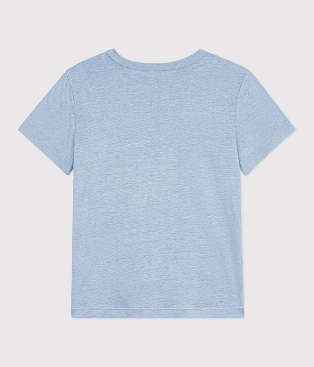Einfarbiges, kurz&auml;rmeliges Leinen-T-Shirt f&uuml;r Damen FLO