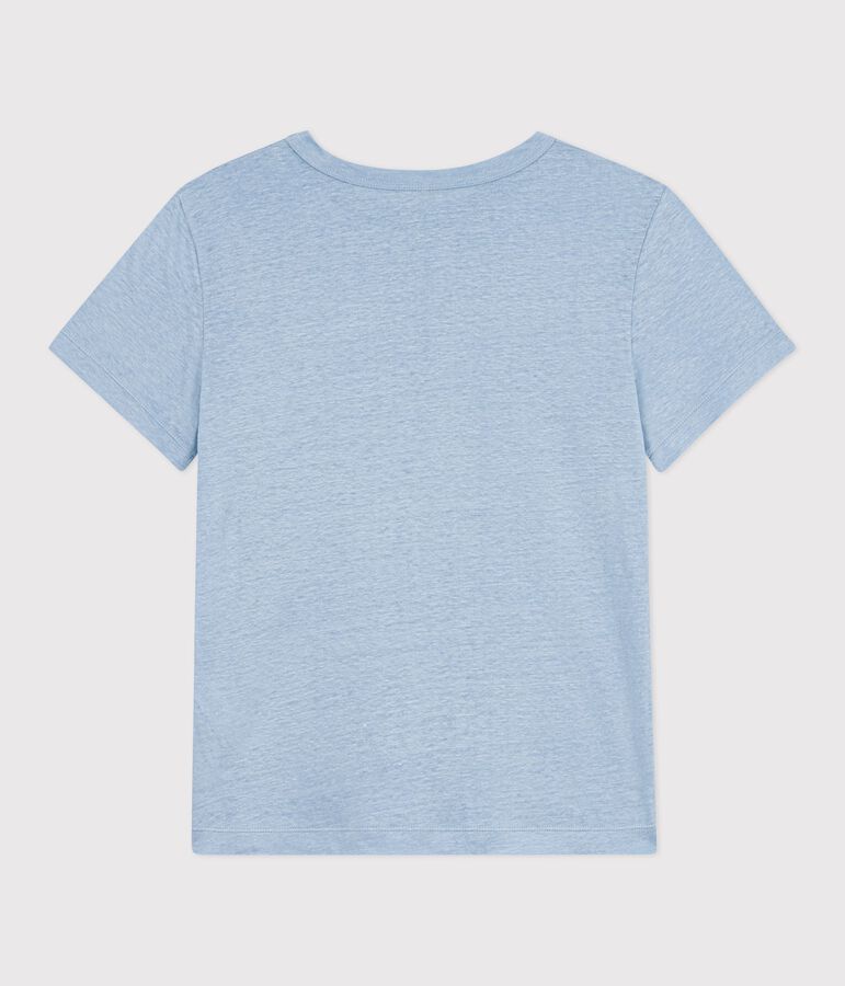 Kurz&auml;rmeliges Damen T-Shirt aus einfarbiger Baumwolle blau