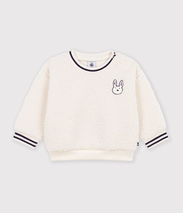 Baby-Sweatshirt aus einfarbigem Sherpa MILK