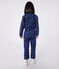 Langärmeliger Kinder-Overall aus Baumwolle mit Blumenmuster blau MEDIEVAL/weiss MARSHMALLOW