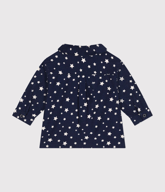 Baby-Hemd aus Flanell blau MEDIEVAL/weiss MARSHMALLOW