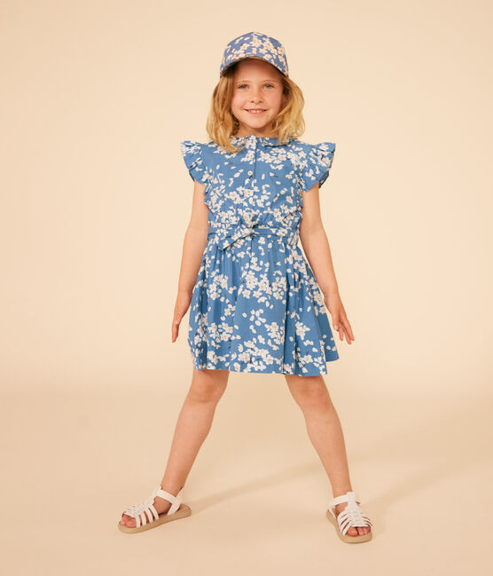 Schirmmütze aus Popeline mit Blumenmuster Kinder/Mädchen blau BEACH/ MULTICO