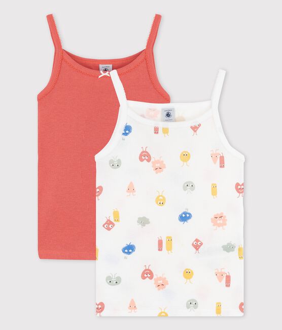 2er-Set Spaghetti-Tops aus Baumwolle und Lyocell mit Emojis für Mädchen variante 1