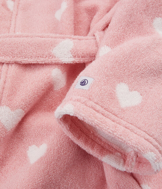 Frottee-Bademantel mit Herzchen-Muster für Mädchen rosa CHARME/weiss MARSHMALLOW