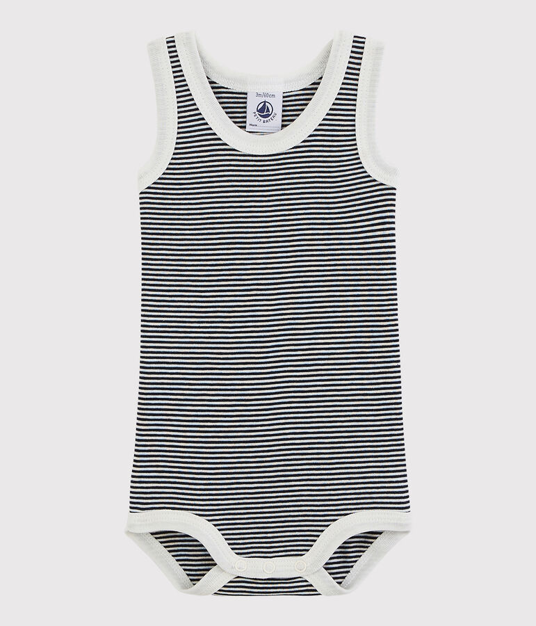 &Auml;rmelloser Baby-Body M&auml;dchen/Jungen blau/weiss