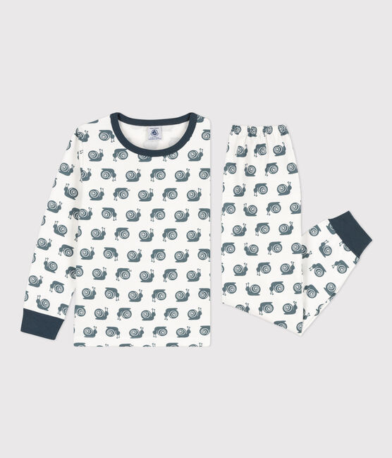 Kinderpyjama aus Molton mit Schneckenmotiv weiss MARSHMALLOW/ DUCKY