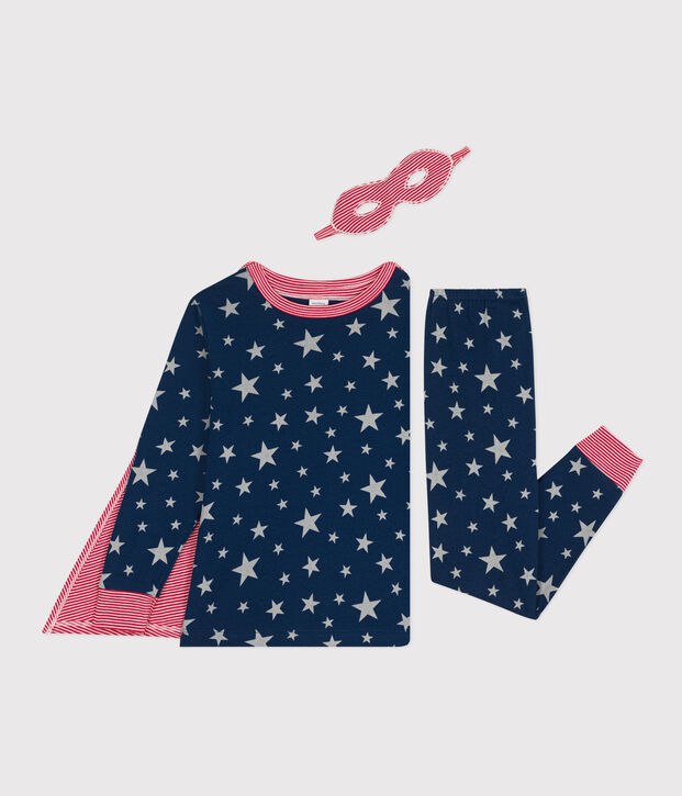 Phosphoreszierender Maskerade-Pyjama aus Baumwolle f&uuml;r kleine M&auml;dchen/kleine Jungen blau/vielfarbig