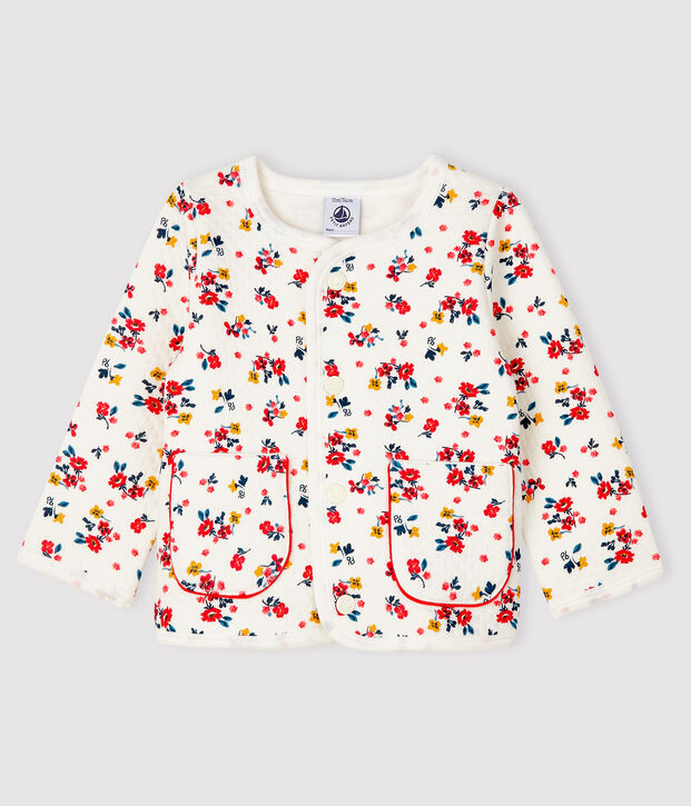 Baby-Cardigan aus Doppeljersey f&uuml;r M&auml;dchen weiss/vielfarbig