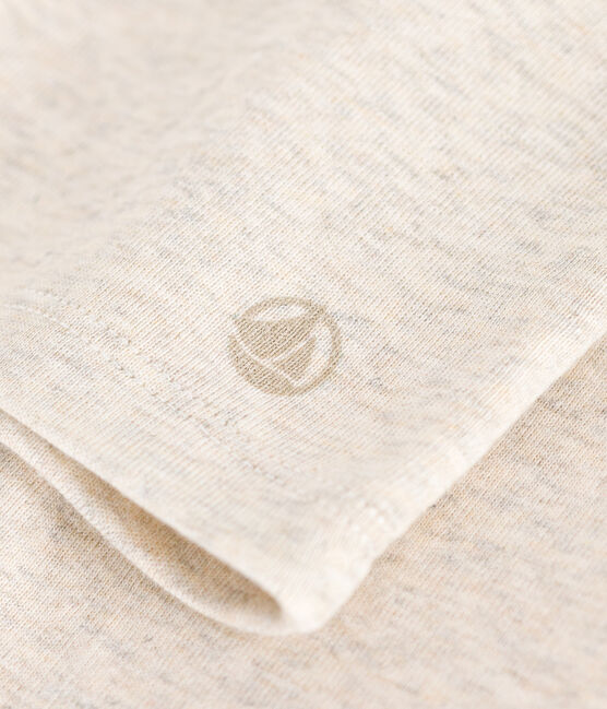 Langärmeliges Kinder-T-Shirt aus Rippstrick für Mädchen beige MONTELIMAR CHINE