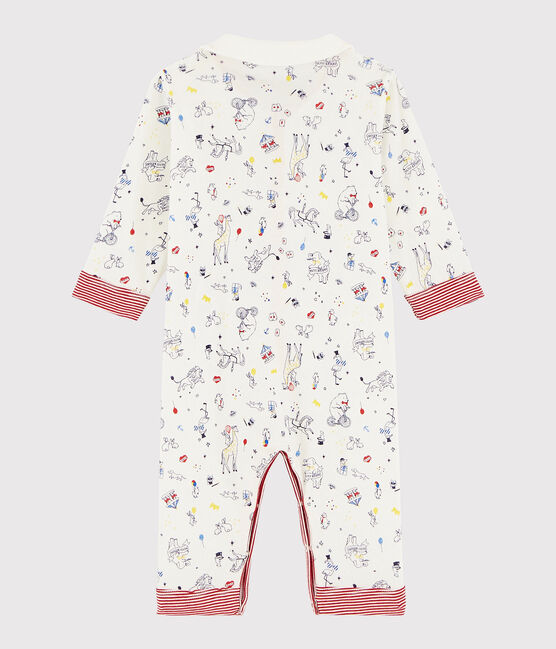 Baby-Strampler ohne Füße aus Rippstrick für Jungen weiss MARSHMALLOW/weiss MULTICO