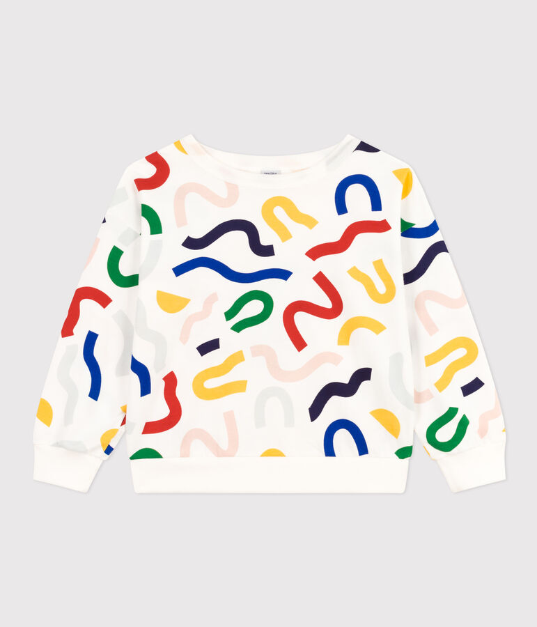 Sweatshirt mit Printmotiv aus leichtem Molton Kinder/Jungen weiss MARSHMALLOW/weiss MULTICO
