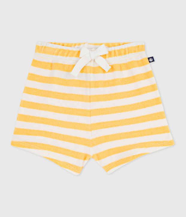 Baby-Shorts aus Frottee mit Streifen gelb/weiss