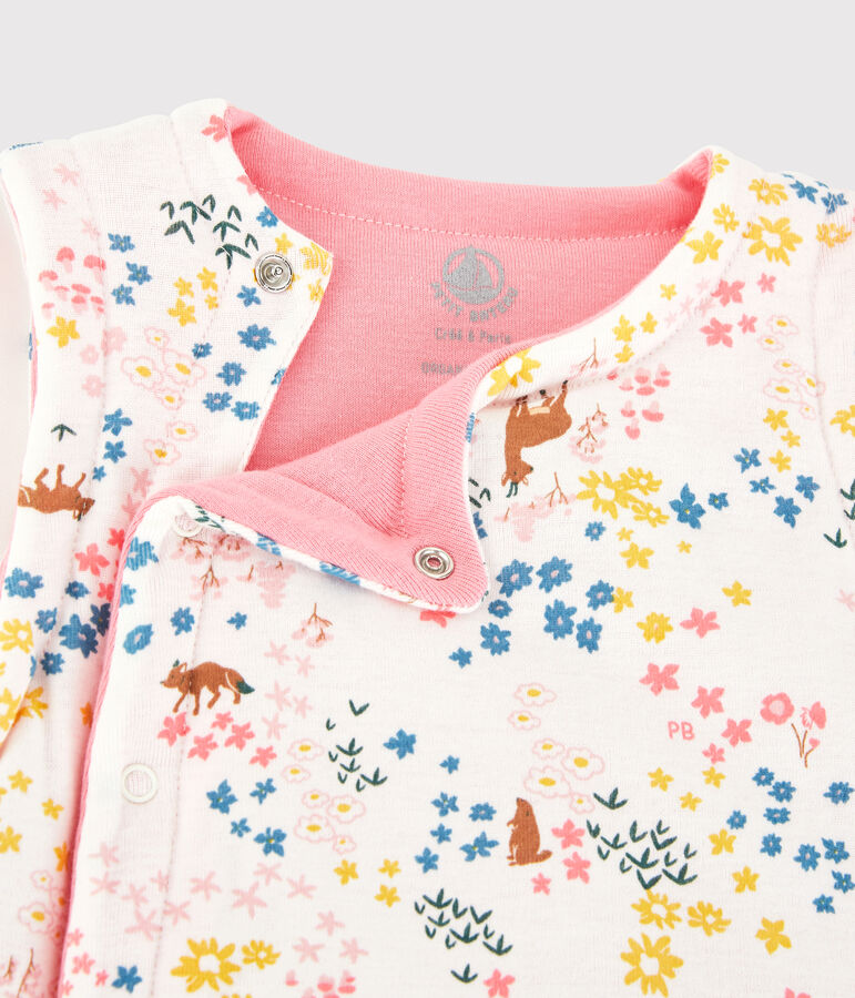 Wendbare gef&uuml;tterte Baby-Weste aus Bio-Baumwolle f&uuml;r M&auml;dchen weiss/vielfarbig