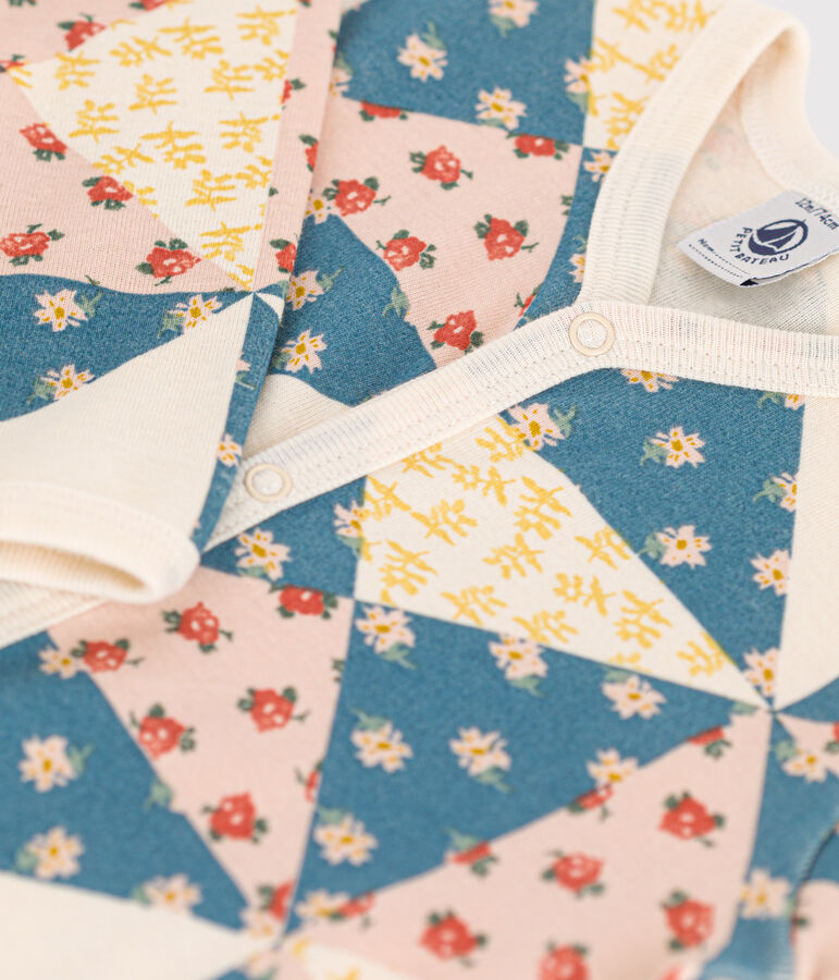 Strampler aus Baumwolle ohne F&uuml;&szlig;e mit Patchworkmotiv naturfarben/vielfarbig