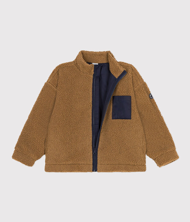 Jacke aus recyceltem Sherpa f&uuml;r Kinder M&auml;dchen/Jungen braun