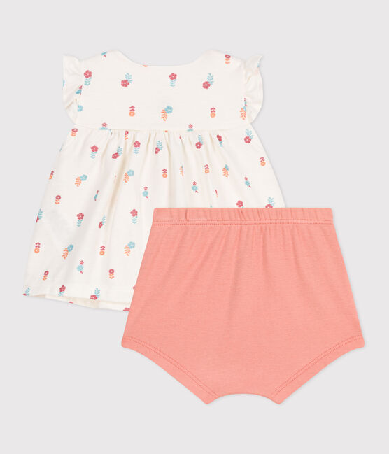 2-teiliges Newborn-Set aus Baumwolle mit Rüschenbluse weiss MARSHMALLOW/weiss MULTICO
