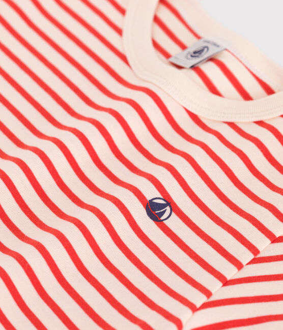 Kurzärmeliges Kinder-T-Shirt aus Baumwolle mit Streifen rot AVALANCHE/ SPICY