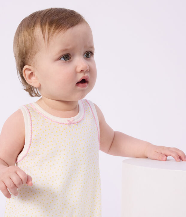 &Auml;rmelloser Baby-Kurzoverall aus Baumwolle gelb/gelb