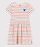 Kurzärmeliges Kinder-Kleid aus Baumwolle mit Streifen und Herzmotiv weiss AVALANCHE/ MULTICO