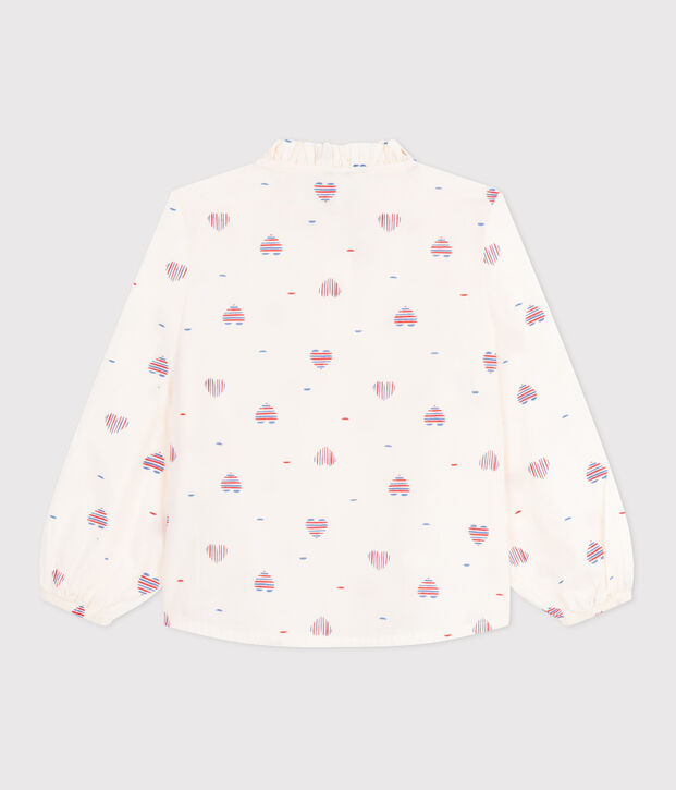Lang&auml;rmelige Kinder-Bluse mit Herzmotiv naturfarben/vielfarbig