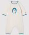 Gestrickter Baby-Langoverall mit Jacquard-Muster weiss MARSHMALLOW