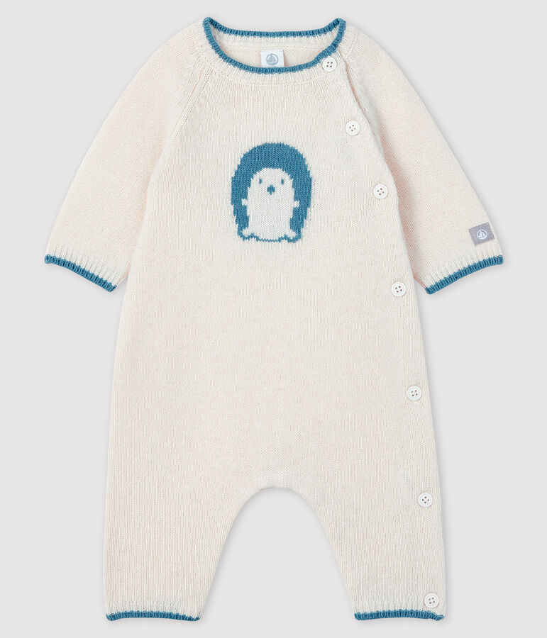 Gestrickter Baby-Langoverall mit Jacquard-Muster weiss