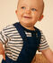 Kurzärmeliges Baby-T-Shirt aus geflammtem Jersey weiss AVALANCHE/blau SMOKING