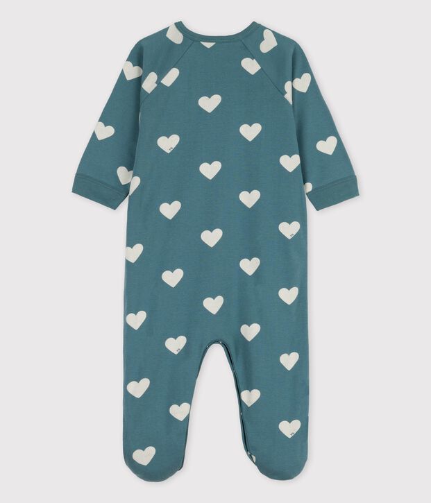 Baby-Strampler aus Baumwolle mit Herzchen-Motiv gr&uuml;n/naturfarben