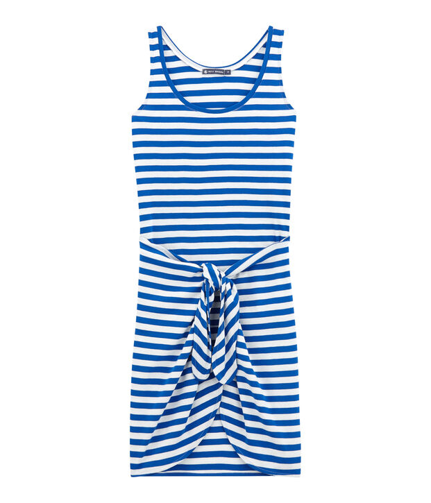 Damen-strandshirt blau/weiss