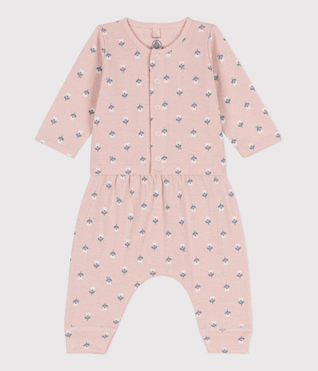 Baby-Set aus bedrucktem Doppeljersey rosa/vielfarbig