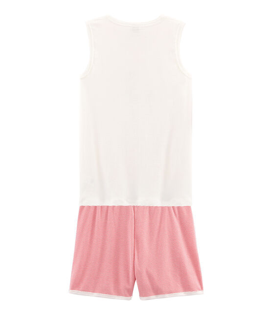 Rippstrick-Kurzpyjama für Mädchen rosa CUPCAKE/weiss MARSHMALLOW
