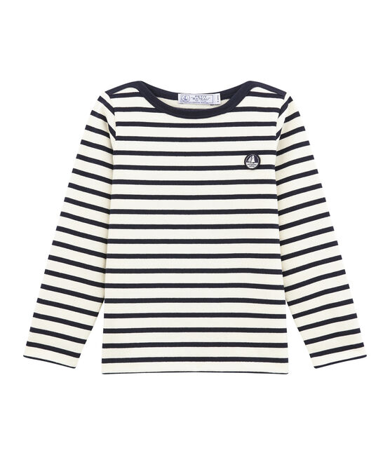 Kinder-Seemannshemd Jungen beige COQUILLE/blau SMOKING