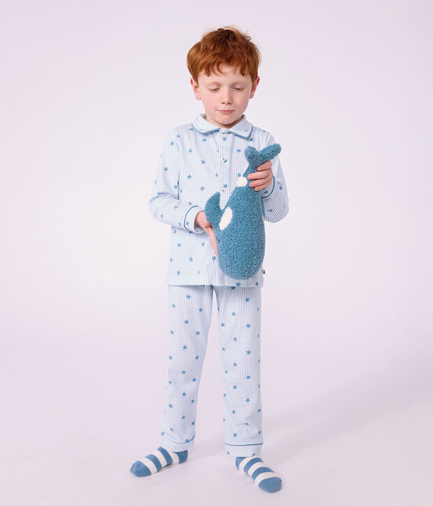 Gekn&ouml;pfter Kinder-Pyjama aus Baumwolle mit Sternmotiv weiss/vielfarbig