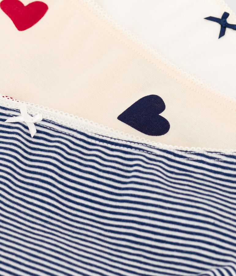 3er-Set Shortys aus Baumwolle mit drei Herzen f&uuml;r M&auml;dchen vielfarbig