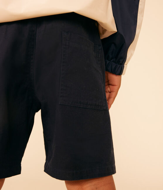 Kinder-Shorts aus Baumwoll-Twill und Leinen blau SMOKING