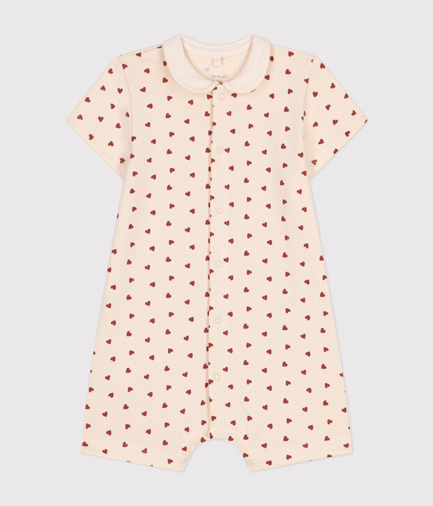 Kurzer Baby-Overall aus leichtem Molton naturfarben/braun