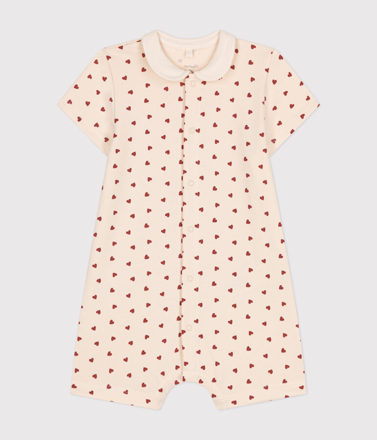 Kurzer Baby-Overall aus leichtem Molton naturfarben/braun