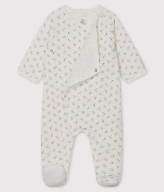Baby Strampler Häschen aus Doppeljersey weiss MARSHMALLOW/weiss MULTICO