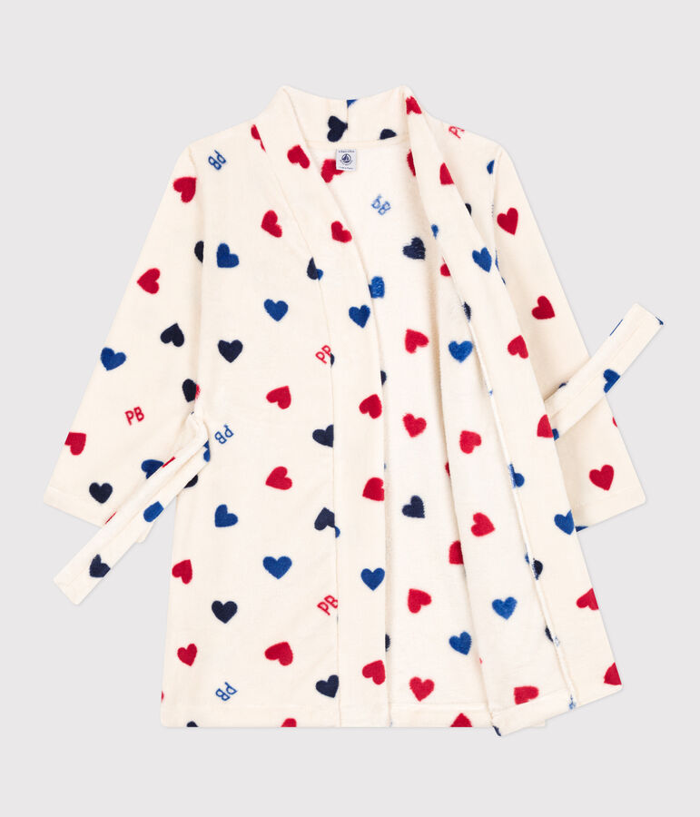 Morgenmantel aus Fleece naturfarben/vielfarbig