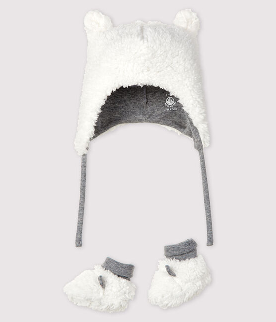 Set mit Mützchen für Neugeborene und Babyschuhen aus Sherpa variante 1