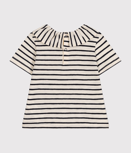 Kurzärmelige Baby-Bluse aus Jersey weiss AVALANCHE/blau SMOKING