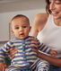 Gestreifter Baby-Overall aus Woll- und Baumwollstrick
