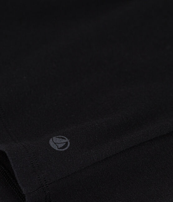 Kurzärmeliges Damen-T-Shirt L'ICONIQUE aus einfarbigem Rippstrick schwarz BLACK